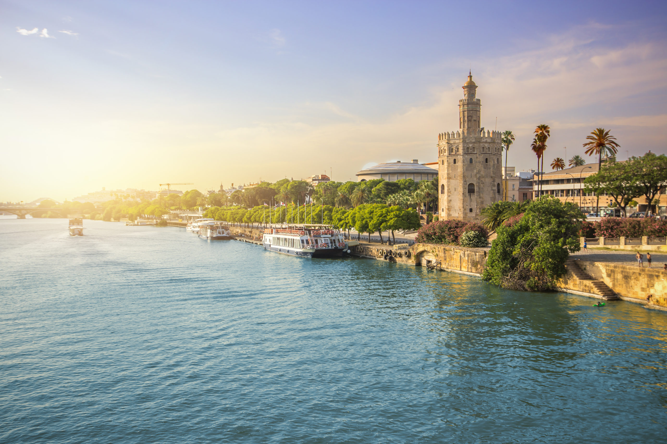 Walking down the River and seeing the Torre del Oro, one of the top things to do in Seville